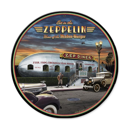 Eat In The Zep, Travel, Round Metal Sign, 14 X 14 Inches