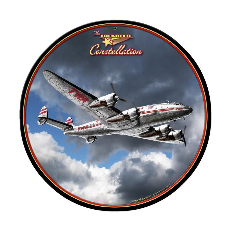 Lockheed Constellation Round Sign, Allied Military, Round Metal Signs, 14 X 14 Inches