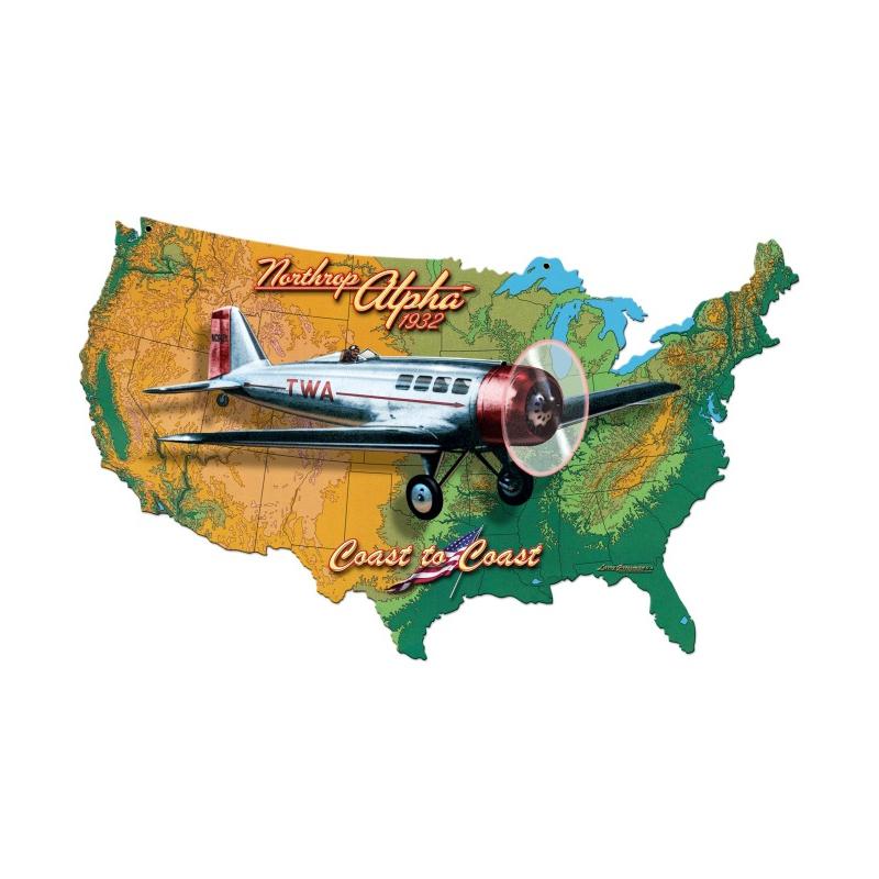 Northrup Alpha 3D Map, Aviation, Custom Metal Shapes, 25 X 16 Inches