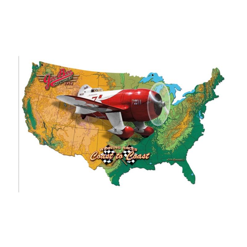 Gee Bee Sportster 3D Map, Aviation, Custom Metal Shapes, 25 X 16 Inches