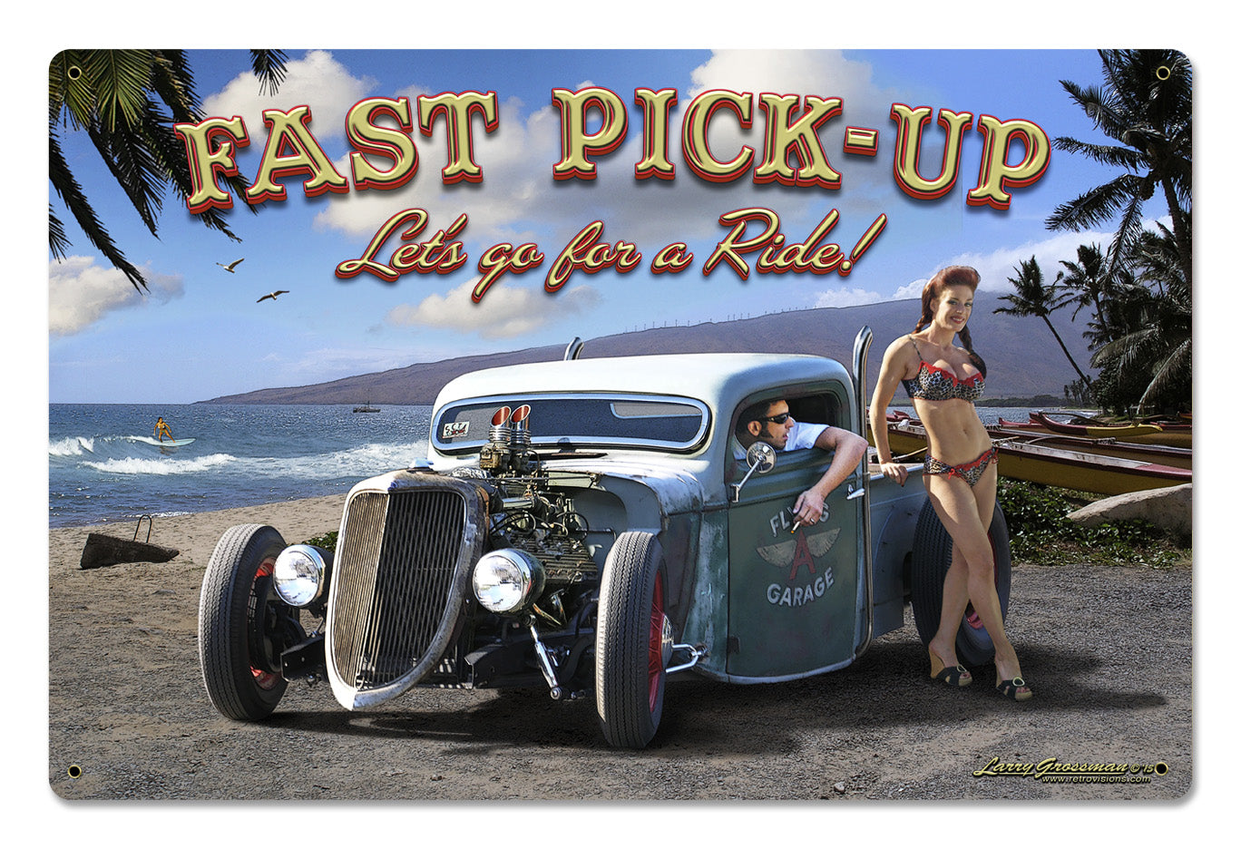 Fast Pick Up, , Vintage Metal Sign, 18 X 12 Inches