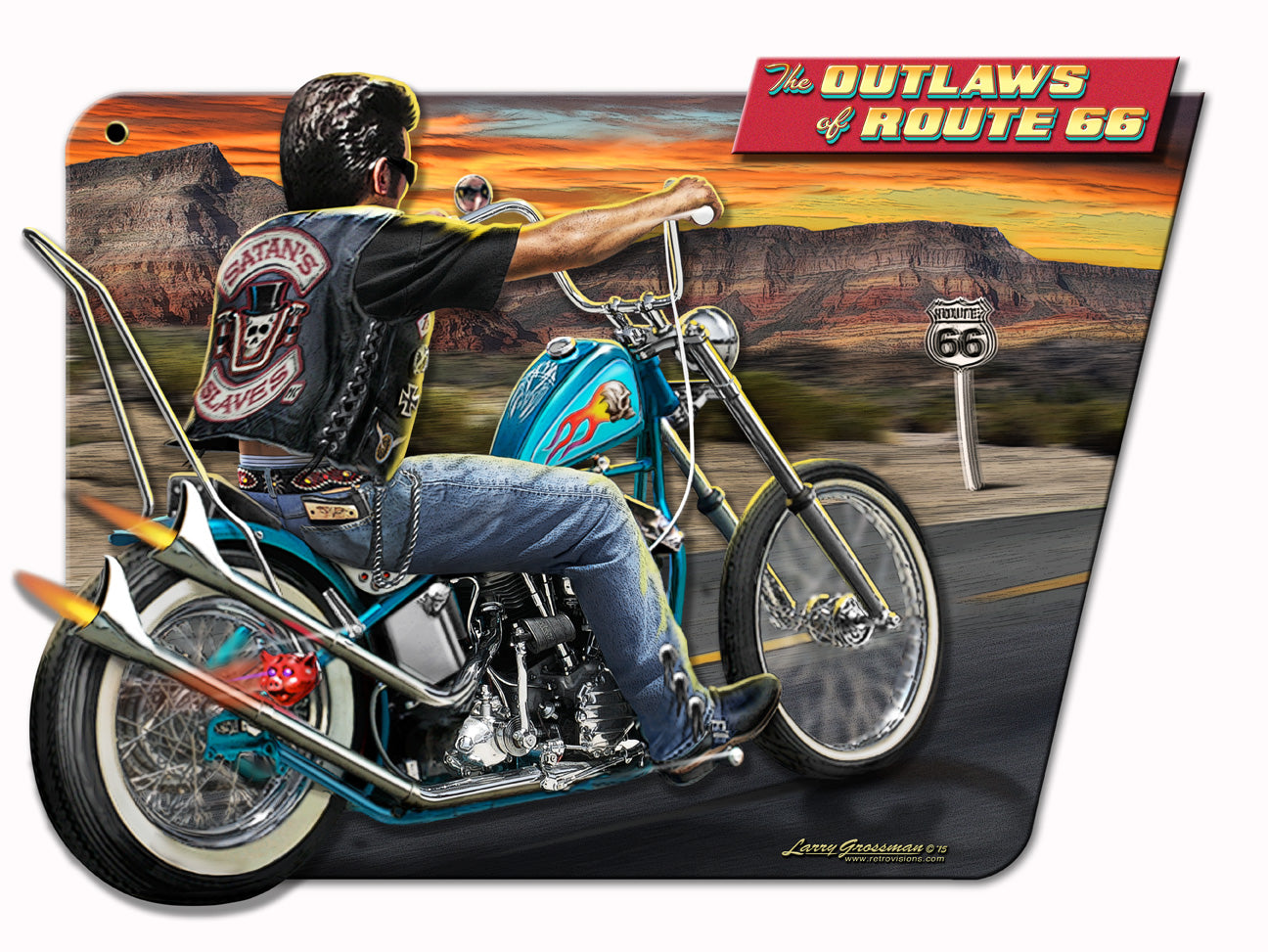 Outlaws Of Route 66  3D, , Fine Metal Art, 17 X 12 Inches