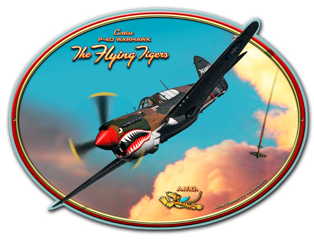 Flying Tiger Oval Plasma Shape 17X13, Aviation, PLASMA, 17 X 23 Inches