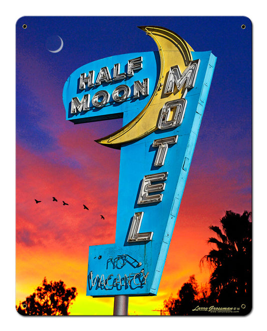 Half Moon Motel Satin, Home and Garden, SATIN METAL SIGN , 24 X 30 Inches