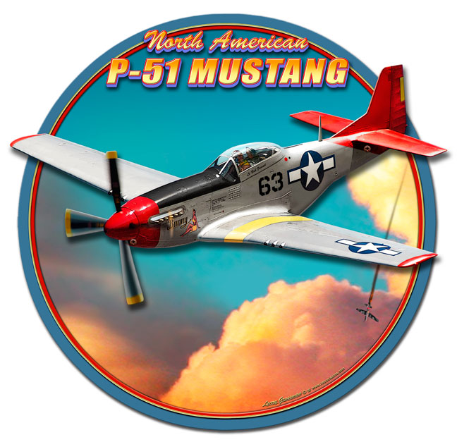 P-51 Mustang 3-D Metal Sign, Aviation, SATIN 3, 15 X 16 Inches