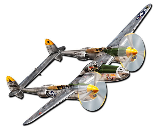 P-38 Plane, Aviation, PLASMA, 16 X 14 Inches
