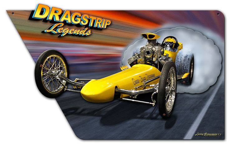 3-D Dragstrip Legends, Licensed Products/All American Art by Larry Grossman, 3D Metal Sign, 20 X 12 Inches