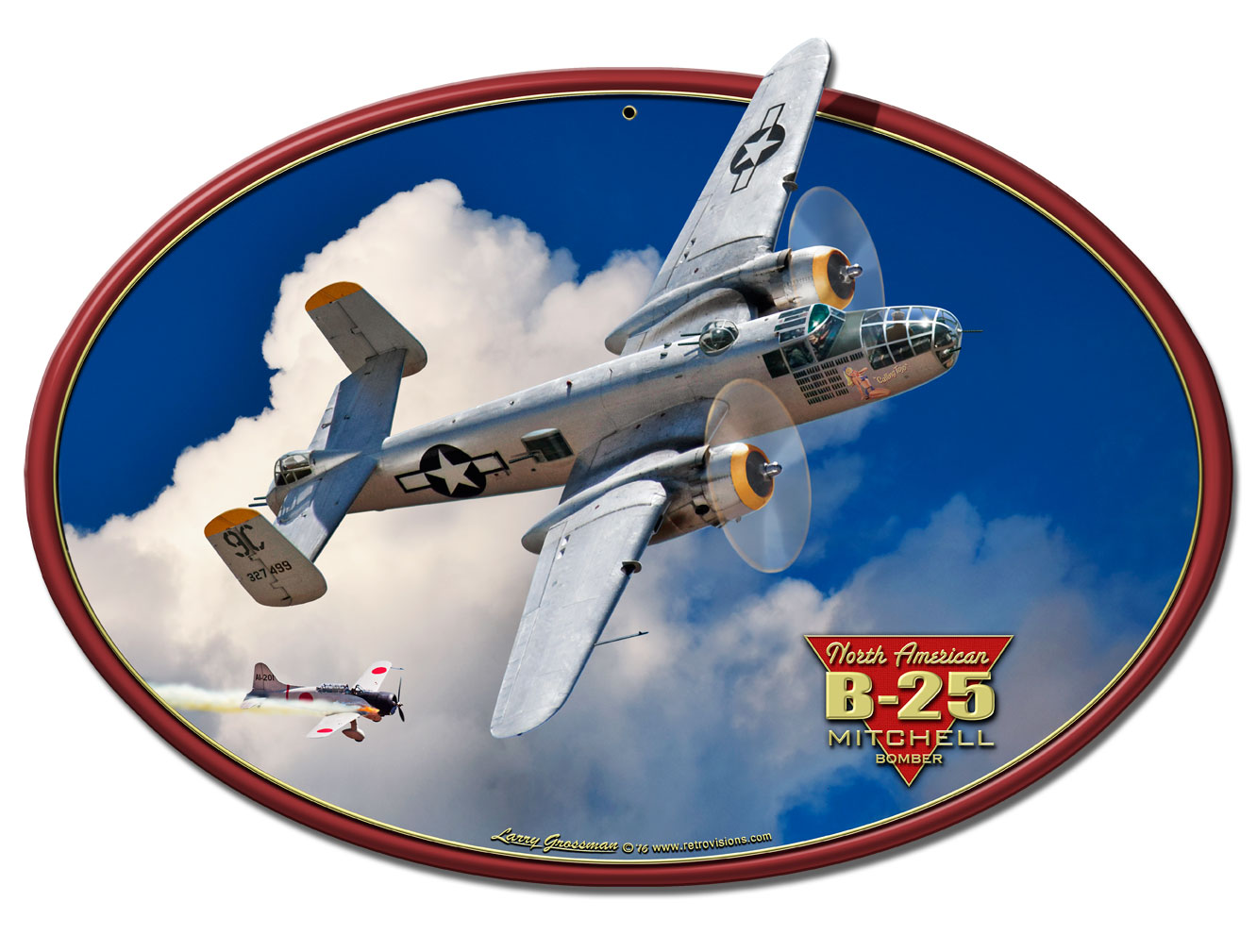 B-25 MITCHELL BOMBER, Licensed Products/All American Art by Larry Grossman, PLASMA, 18 X 13 Inches