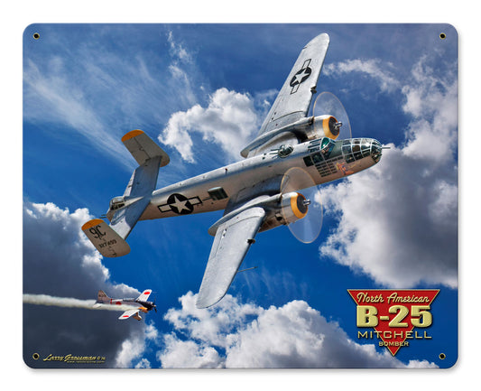 B-25 Mitchell Bomber, Featured Artists/All American Art by Larry Grossman, Satin, 15 X 12 Inches