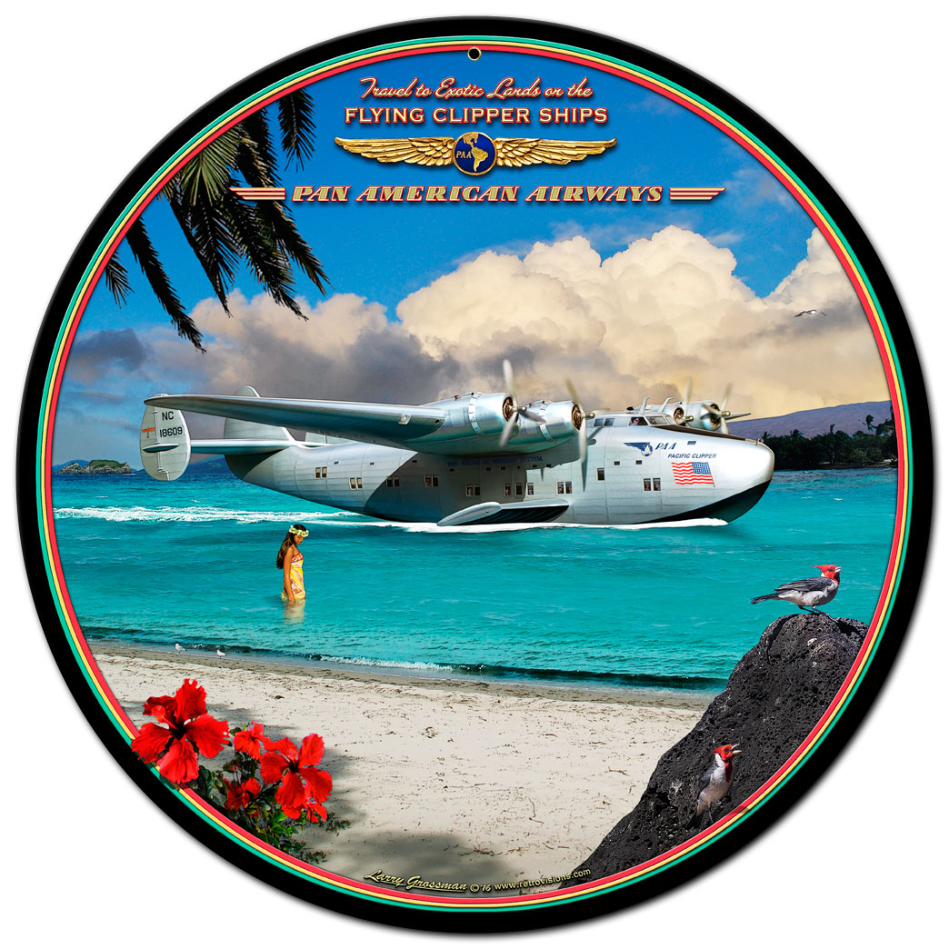 PAN AM CLIPPER, Licensed Products/All American Art by Larry Grossman, ROUND, 14 X 14 Inches