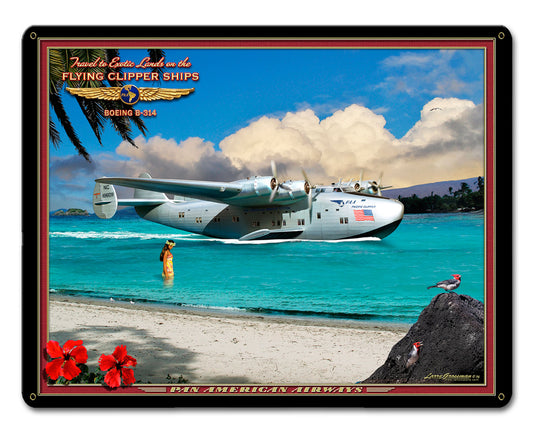 CLIPPER AIRPLANE, Licensed Products/All American Art by Larry Grossman, SATIN METAL SIGN, 30 X 24 Inches
