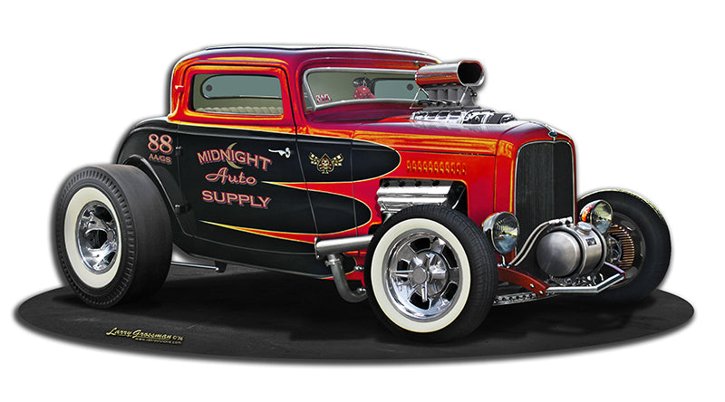 1932 BLOWN STREET  ROD, Featured Artists/All American Art by Larry Grossman, Plasma, 17 X 8 Inches