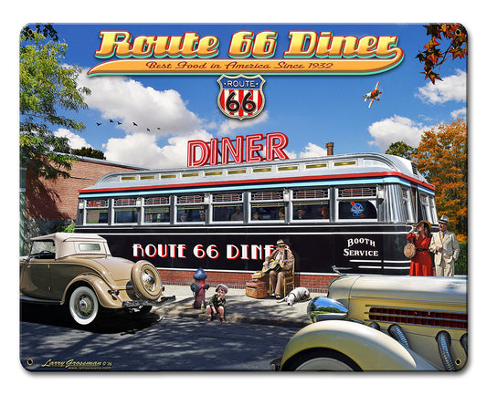 1936 ROUTE 66 DINER, Featured Artists/All American Art by Larry Grossman, Satin, 12 X 15 Inches