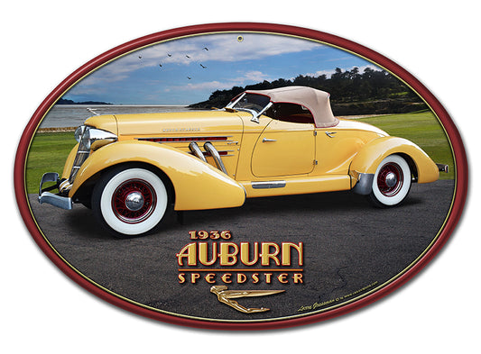 1936 AUBURN SPEEDSTER, Featured Artists/All American Art by Larry Grossman, Plasma, 18 X 12 Inches