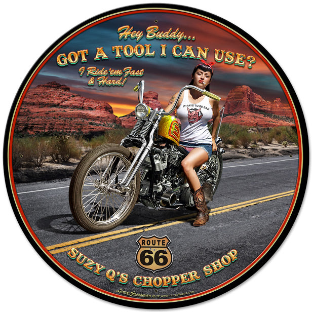 Got A Tool, Featured Artists/All American Art by Larry Grossman, Round, 28 X 28 Inches