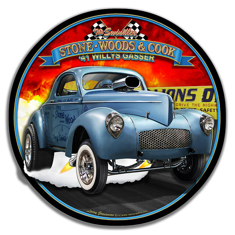 3-D S.W.C. Willys Gasser #2, Featured Artists/All American Art by Larry Grossman, 3D, 19 X 19 Inches