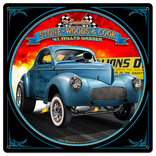 1941 S.W.C. Willys Gasser, Featured Artists/All American Art by Larry Grossman, Satin, 24 X 24 Inches