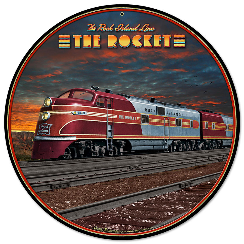 Rocket Train, Featured Artists/All American Art by Larry Grossman, Round, 14 X 14 Inches
