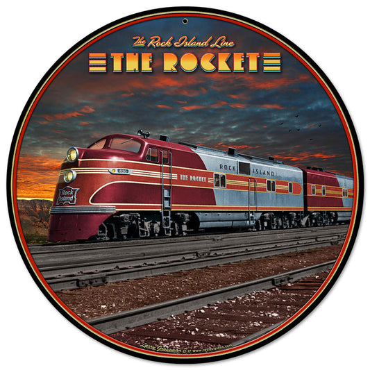 Rocket Train, Featured Artists/All American Art by Larry Grossman, Round, 14 X 14 Inches