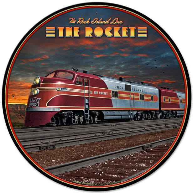 Rocket Train, Featured Artists/All American Art by Larry Grossman, Round, 28 X 28 Inches