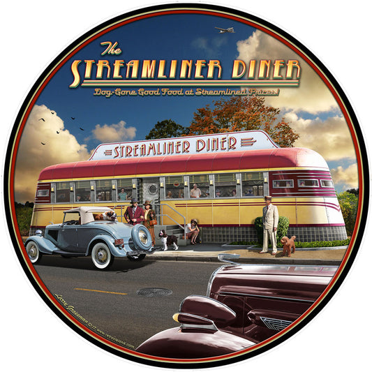 Streamliner Diner, Automobile, Round, 28 X 28 Inches