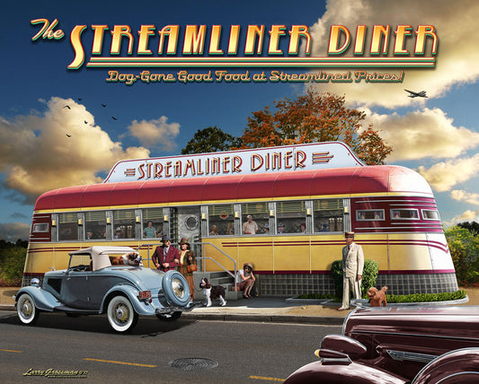 Streamliner Diner, Automobile, Satin, 24 X 30 Inches