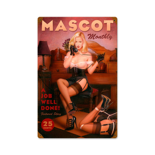 Job Well Done, Pinup Girls, Vintage Metal Sign, 12 X 18 Inches