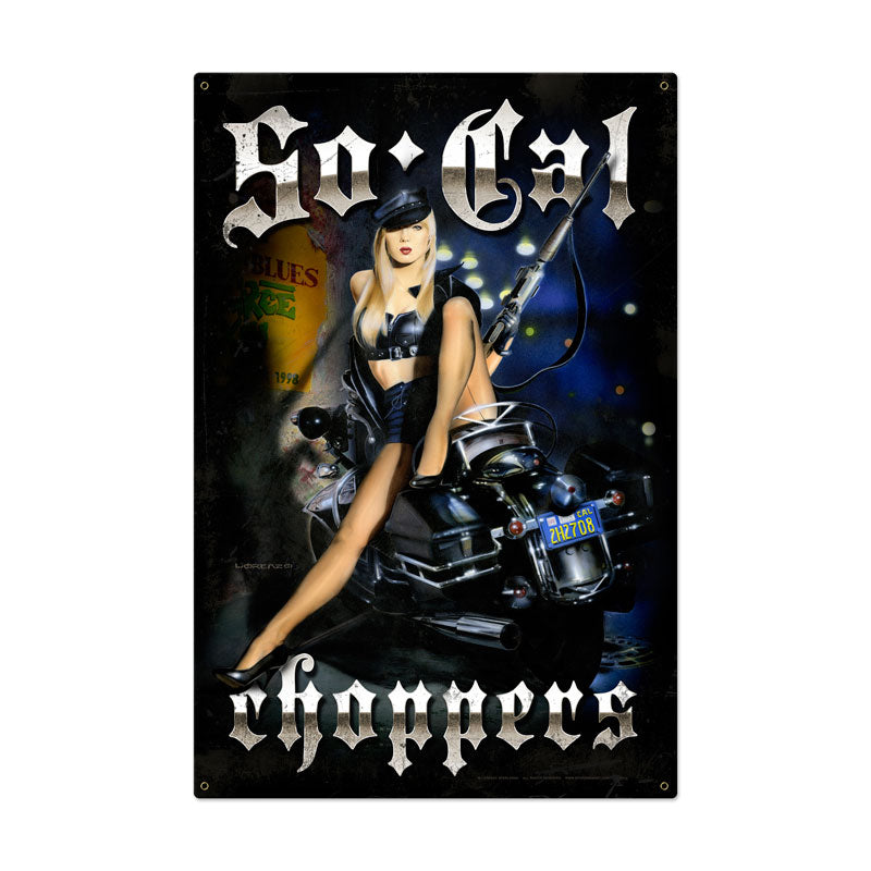 So Cal Choppers, Pinup Girls, Metal Sign, 24 X 36 Inches