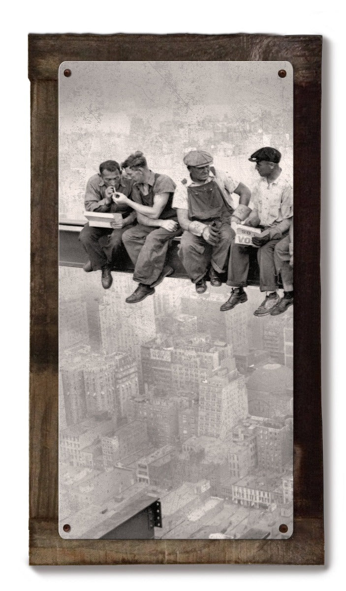 Lunch Atop A Skyscraper, METAL, Triptych, 3 Panel, On American Steel, Optional Barn Wood Frame, Wall Decor, Wall Art, 54"x36"
