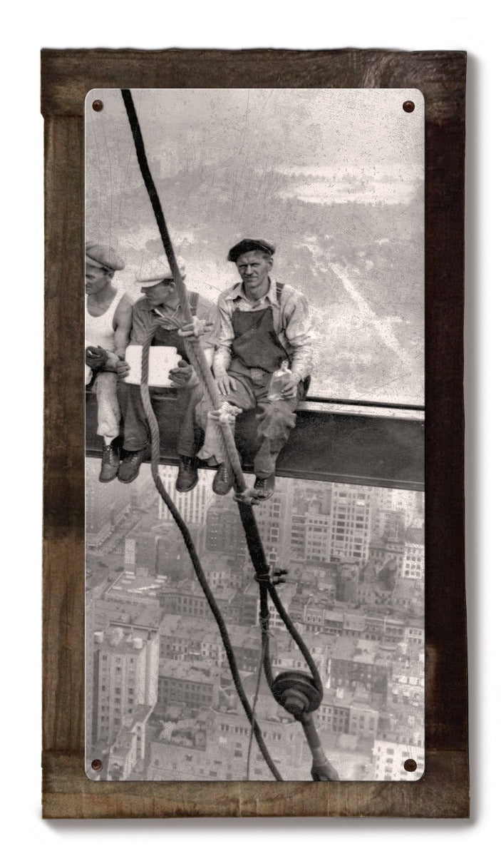 Lunch Atop A Skyscraper, METAL, Triptych, 3 Panel, On American Steel, Optional Barn Wood Frame, Wall Decor, Wall Art, 54"x36"