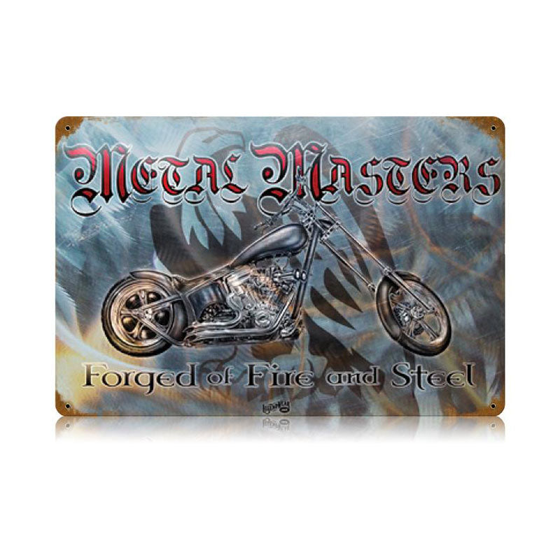 Metal Master, Motorcycle, Vintage Metal Sign, 18 X 12 Inches