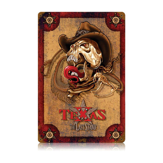 The Last Stand Texas, Motorcycle, Vintage Metal Sign, 12 X 18 Inches