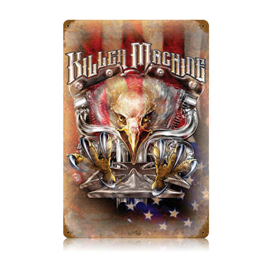Killer Machine, Motorcycle, Vintage Metal Sign, 12 X 18 Inches