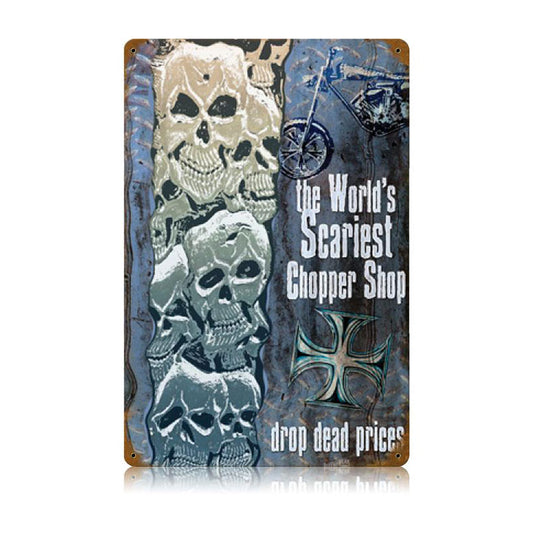 Scariest Chopper, Motorcycle, Vintage Metal Sign, 12 X 18 Inches