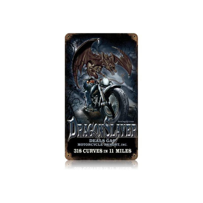 Dragon Slayer, Motorcycle, Vintage Metal Sign, 8 X 14 Inches