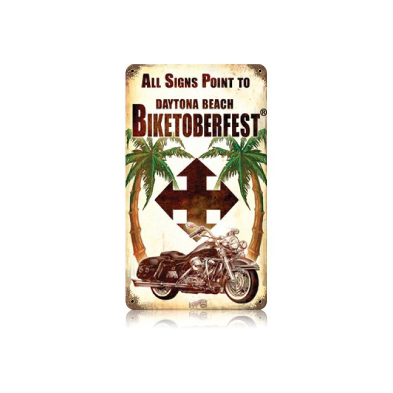 All Signs Point To, Motorcycle, Vintage Metal Sign, 8 X 14 Inches