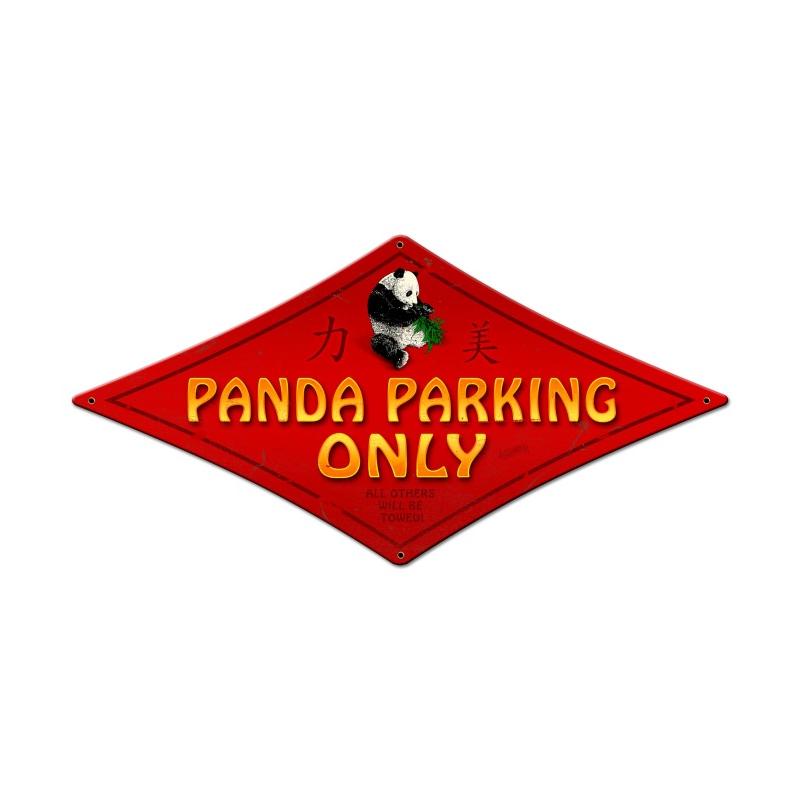 Panda Parking, Street Signs, Diamond Metal Sign, 22 X 14 Inches