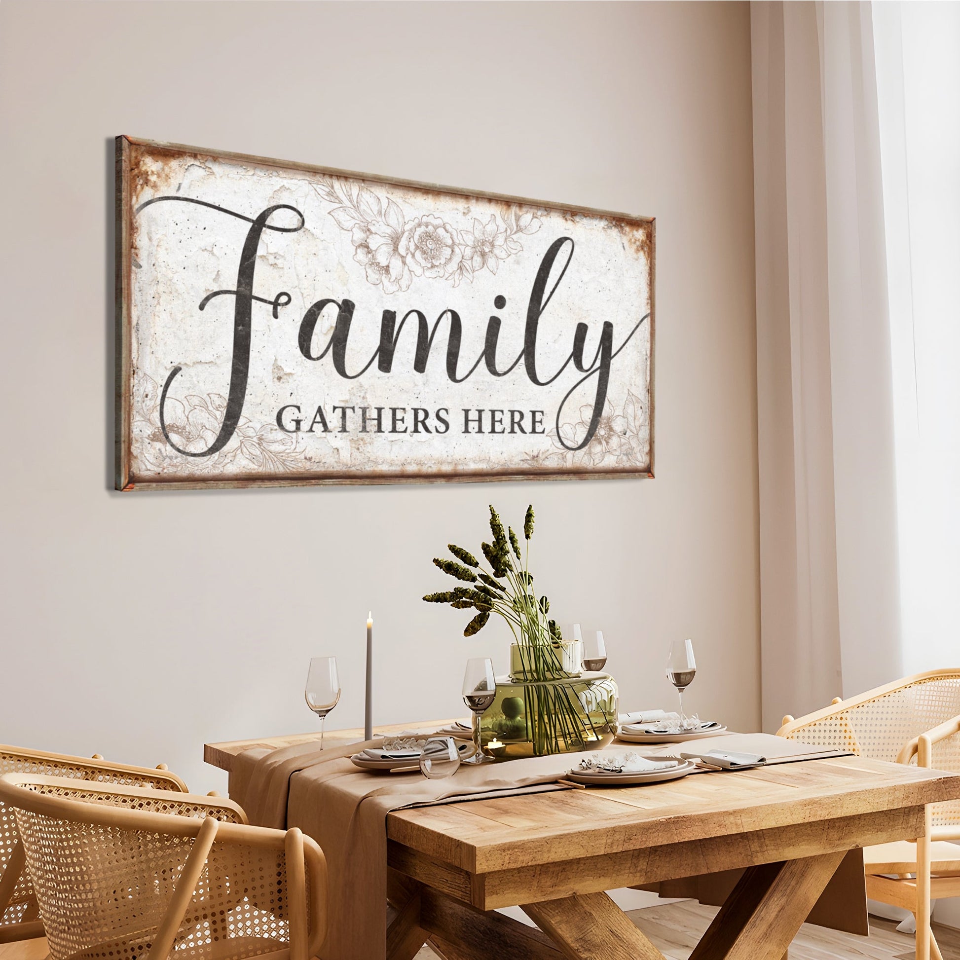 Family Gathers Here Sign