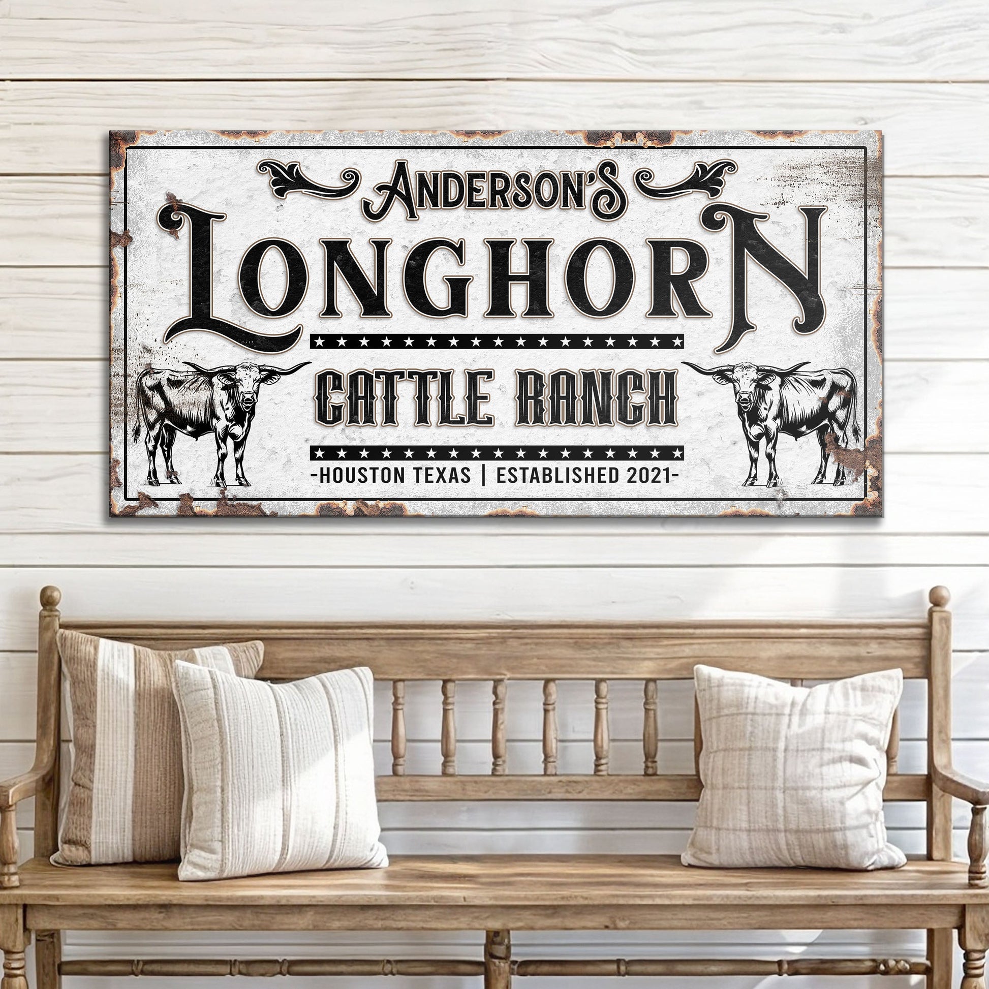 Personalized Long Horn Cattle Sign