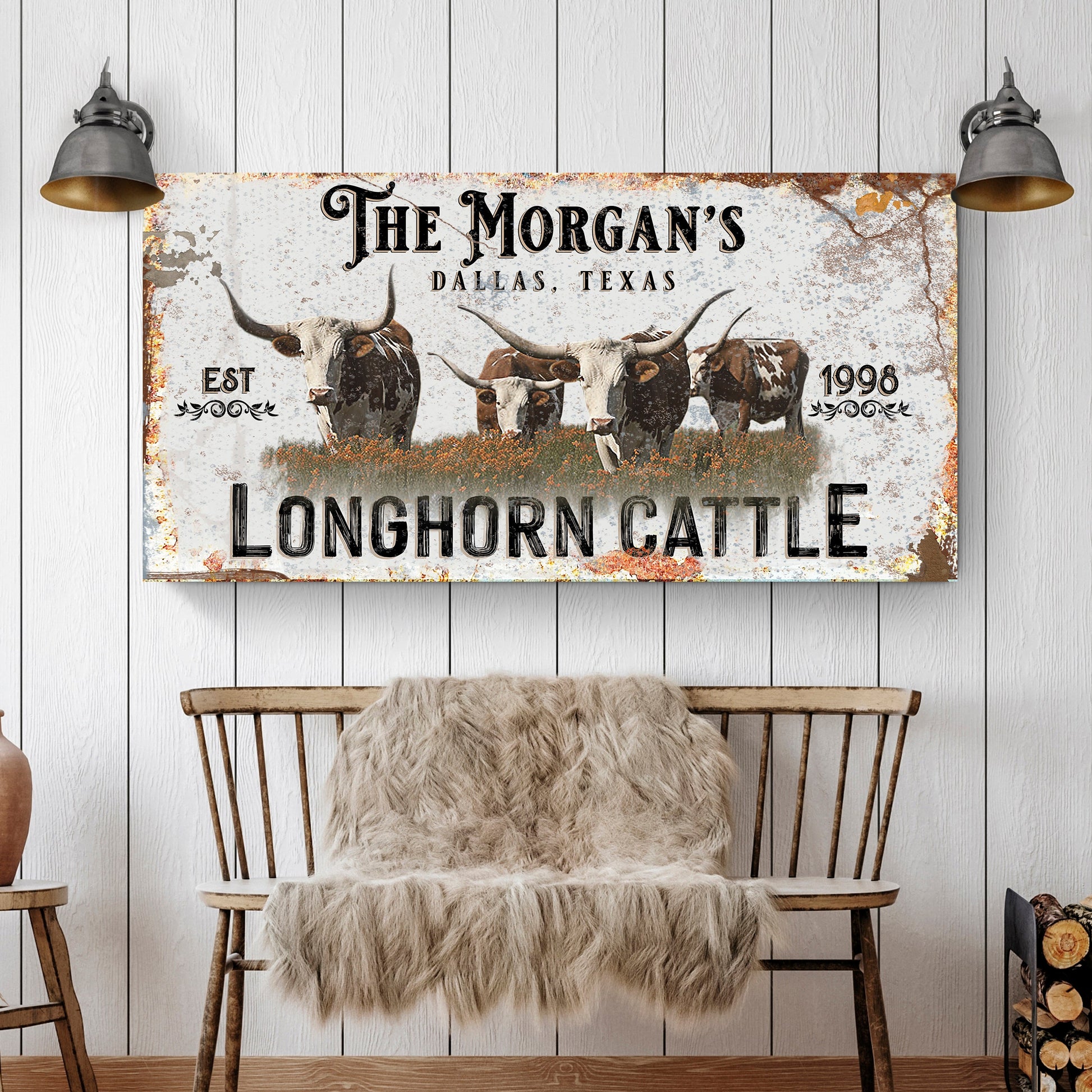 Personalized Long Horn Cattle Sign II