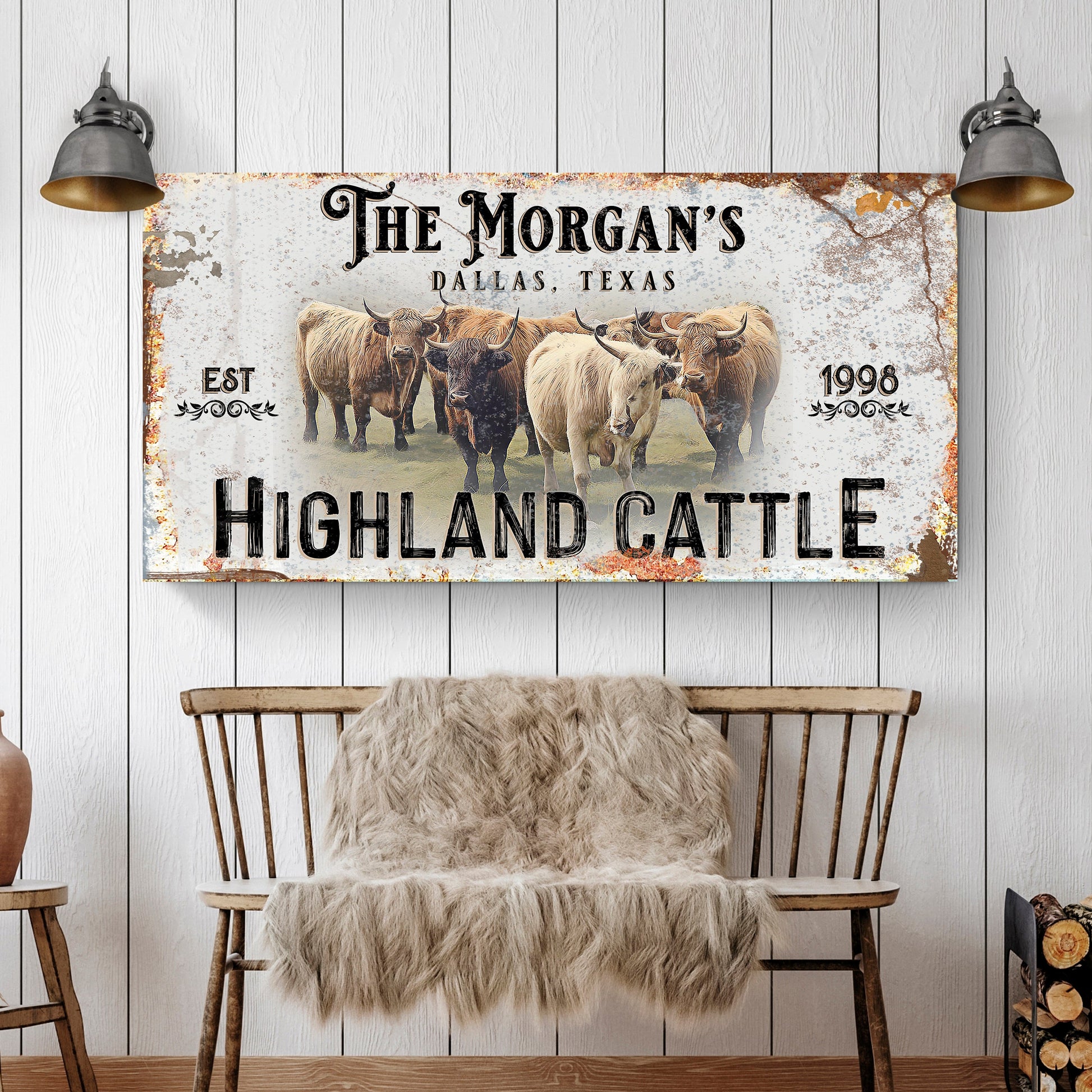 Personalized Highland Cattle Sign III