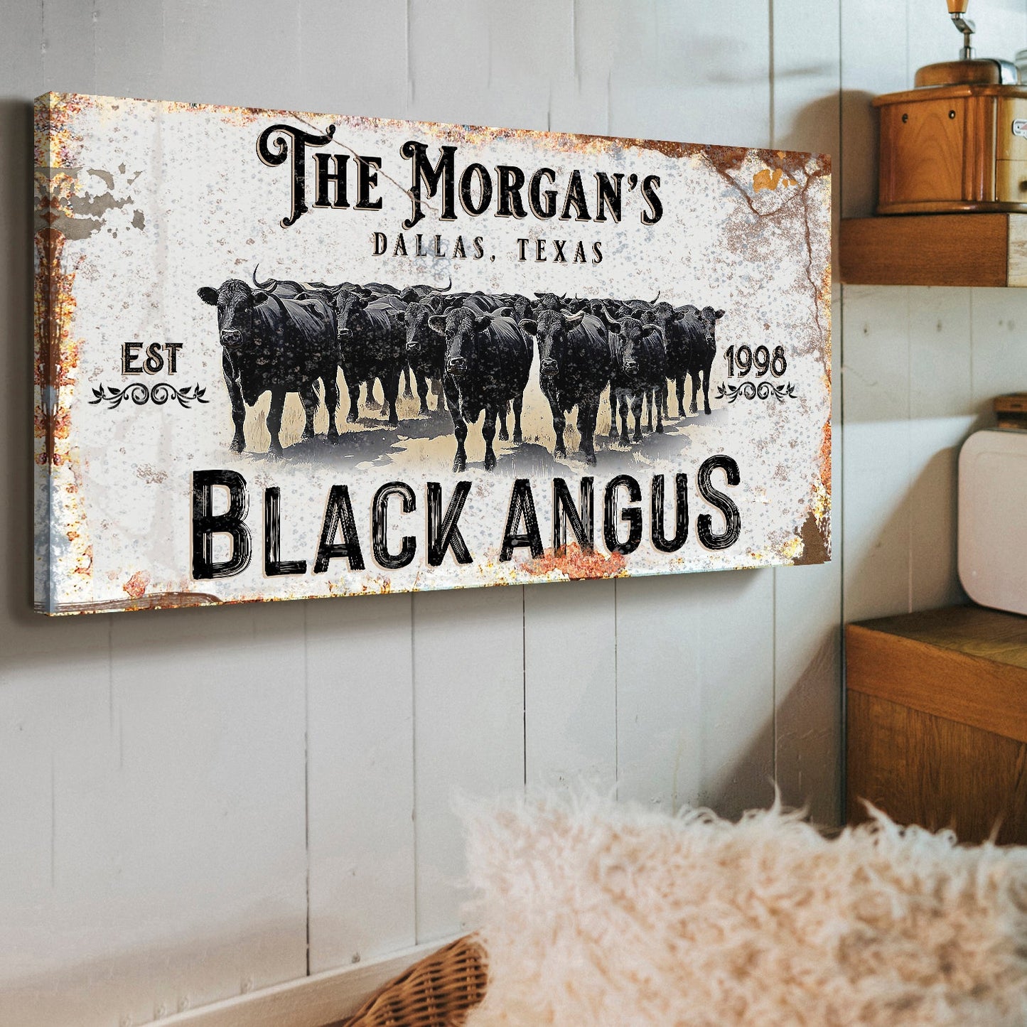 Personalized Black Angus Cattle Sign II