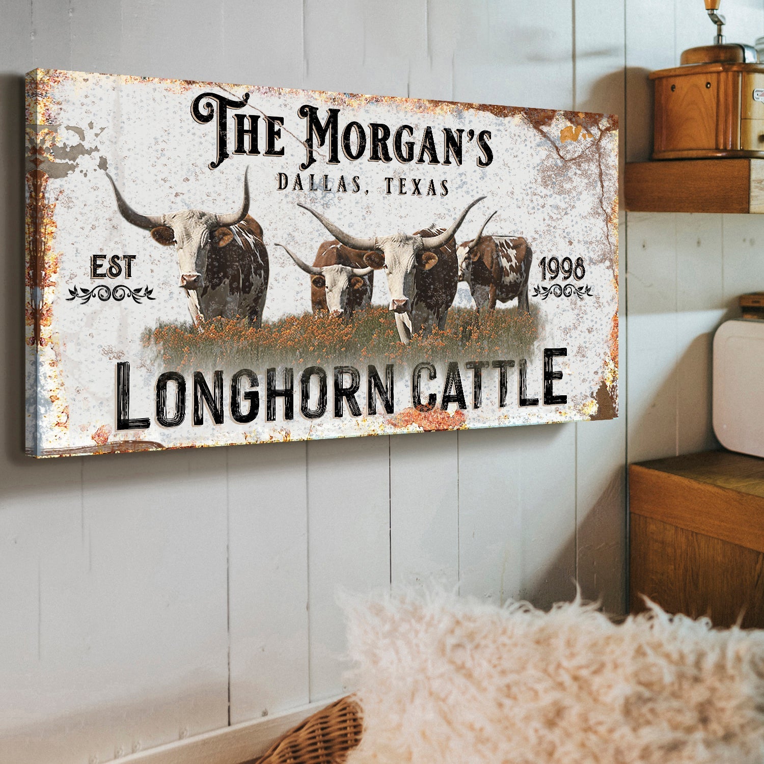 Personalized Long Horn Cattle Sign II