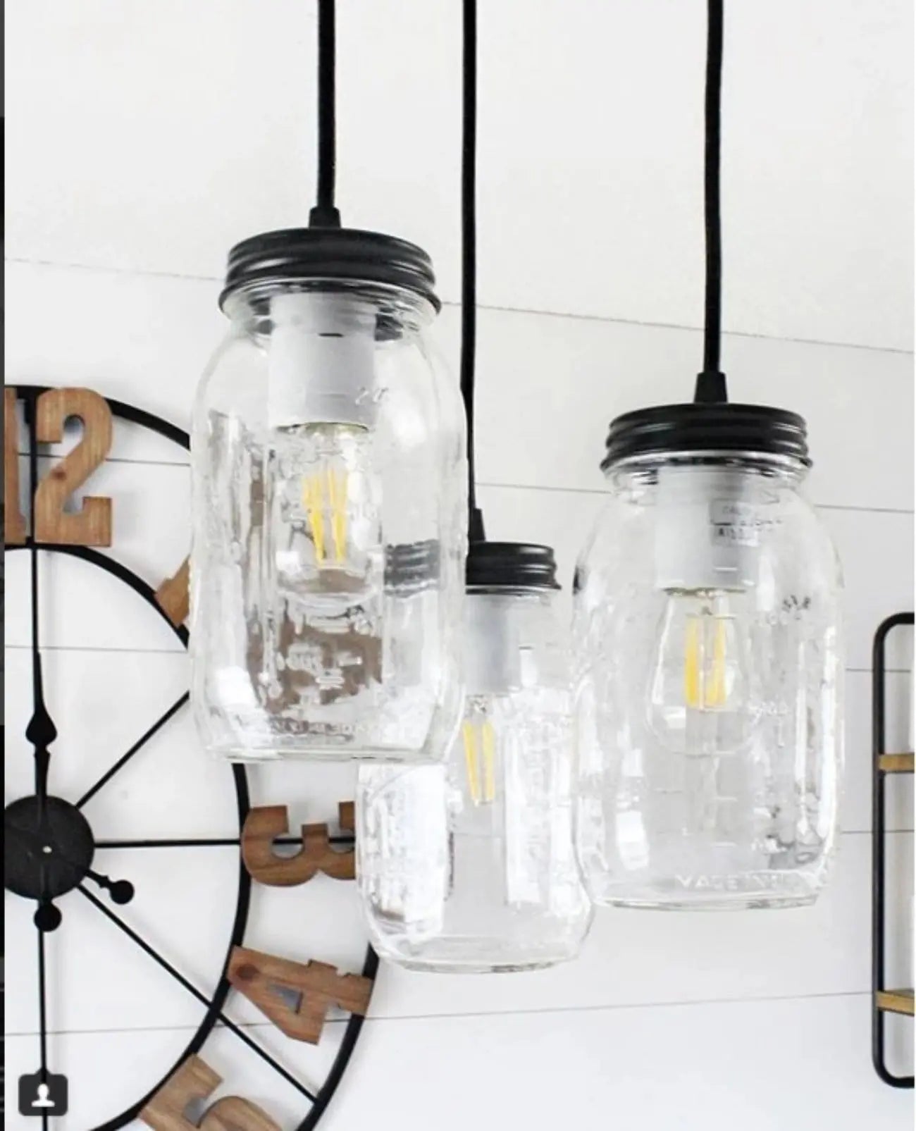 Mason Jar CHANDELIER Pendant Light Trio