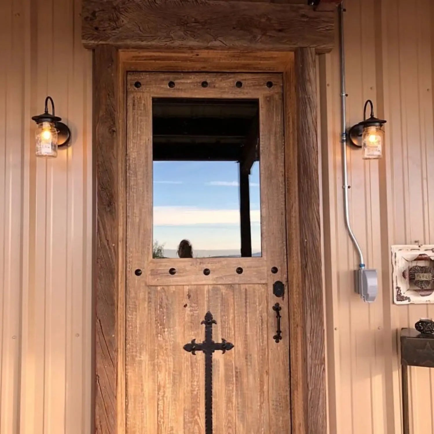 Exterior Outdoor Mason Jar Wall Sconce Light with Vintage Jar