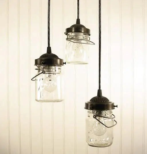 Vintage Pint Mason Jar Chandelier Pendant Trio