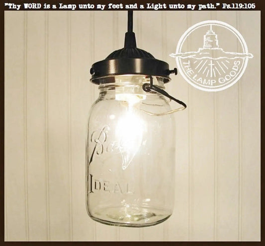 Mason Jar PENDANT Light Vintage Quart
