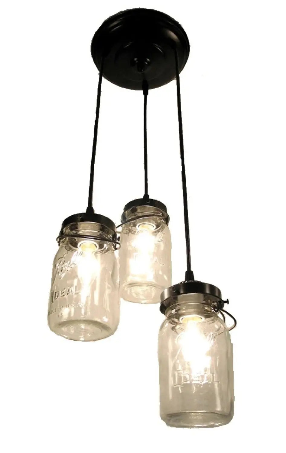 Mason Jar Chandelier Pendant Light Trio