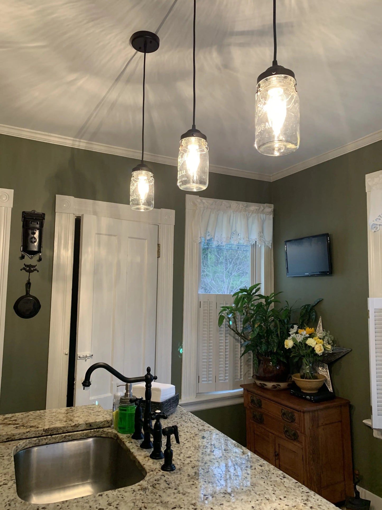 Mason Jar PENDANT Light Vintage Quart