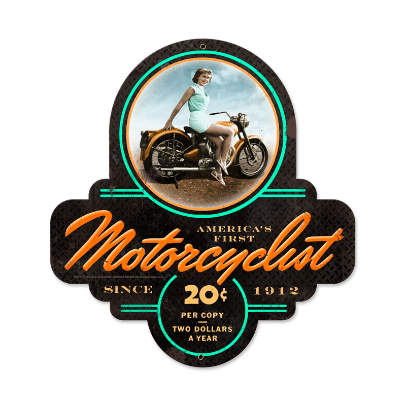 Biker Girl, Motorcycle, Custom Metal Shape, 17 X 18 Inches